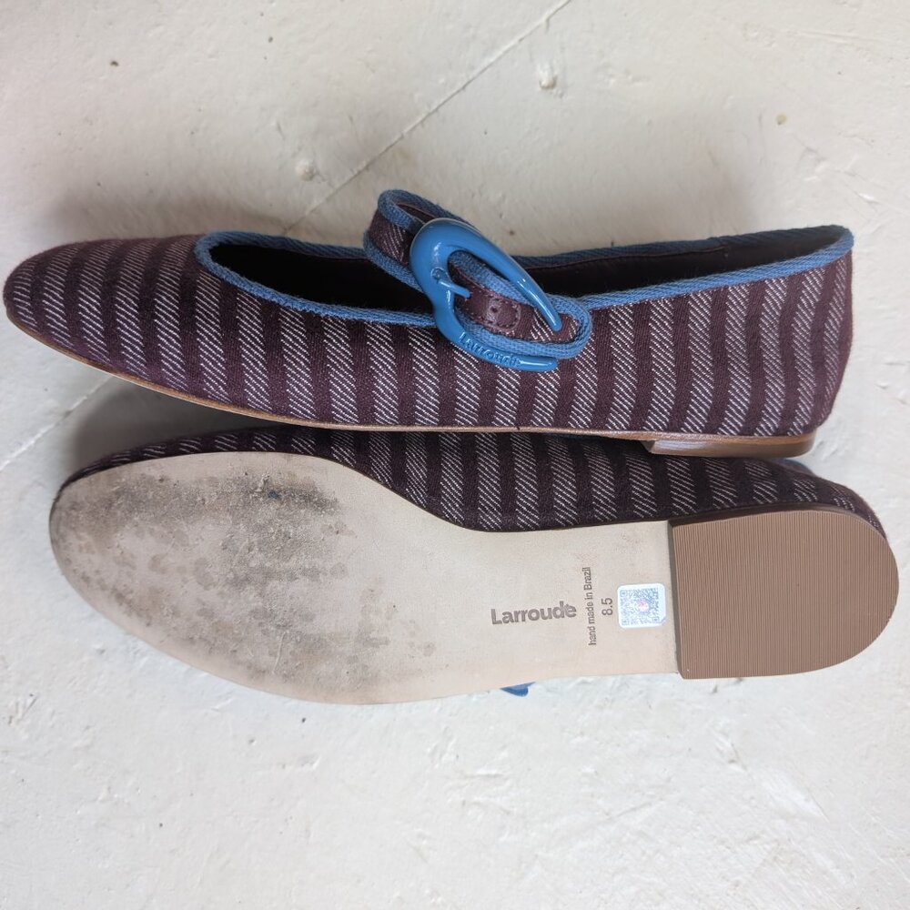 Larroudé Verona Stripe Ballet Flats Size 8.5 - Picture 8 of 11